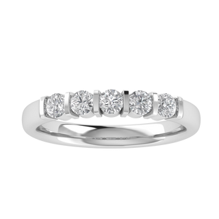 Five Stone Round Cut Moissanite Wedding Band
