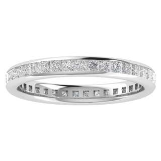 Full Eternity Channel Set Princess Cut Moissanite Wedding Band