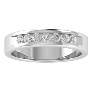 Seven Stone Channel Set Round Cut Moissanite Wedding Band