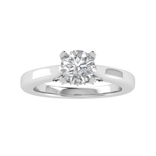 Solitaire Hidden Halo Round Cut Moissanite Engagement Ring