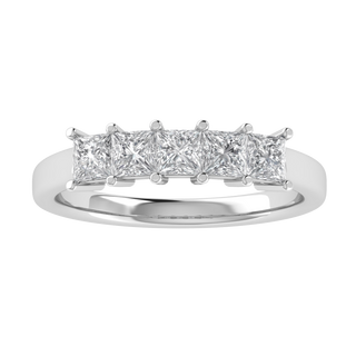 Princess Cut Five Stone Moissanite Wedding Ring