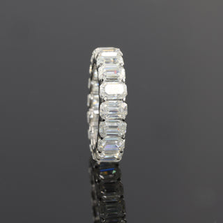 Full Eternity Colorless Emerald Cut Moissanite Wedding Band