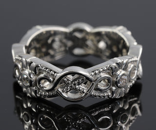 Vintage Art Deco Round Cut Moissanite Eternity Band