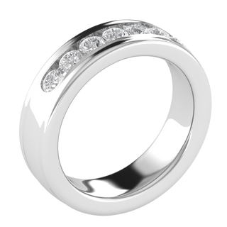 Round Lab Grown Diamond Channel Set 14K White Gold Wedding Band