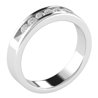 Seven Stone Channel Set Round Cut Moissanite Wedding Band