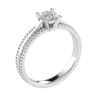 Solitaire With Accent Round Cut Moissanite Engagement Ring