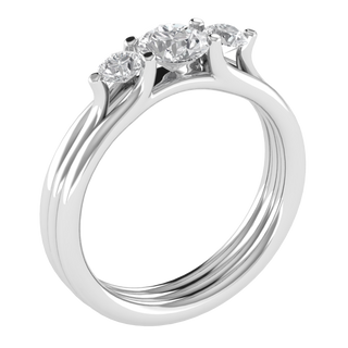 Three Stone Round Cut Moissanite Engagement Ring
