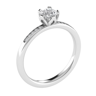 Solitaire With Accent Round Cut Moissanite Engagement Ring