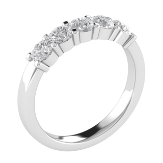 Round Five Stone Half Eternity Moissanite Wedding Ring