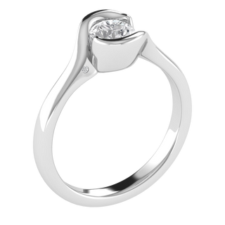 Bezel Set Solitaire Round Cut Moissanite Engagement Ring