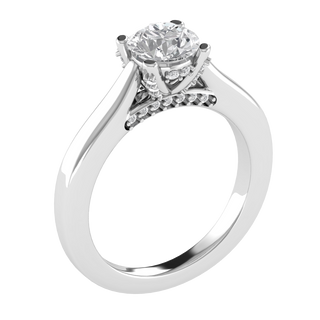 Solitaire Hidden Halo Round Cut Moissanite Engagement Ring