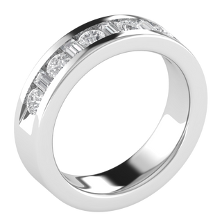 Half Eternity Moissanite Engagement 14K White Gold Band