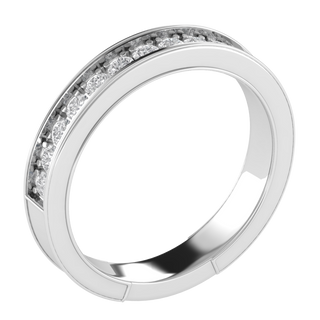 Half Eternity Channel Set Round Cut Moissanite Wedding Band