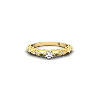 Vintage Inspired Lab Grown Diamond 14K White Gold Wedding Ring