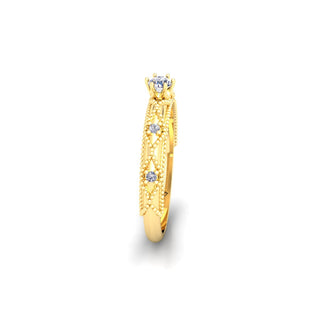 Vintage Inspired Lab Grown Diamond 14K White Gold Wedding Ring