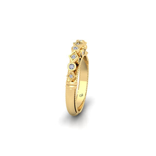 Lab Grown Diamond Vintage Inspired 14K White Gold Wedding Band