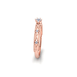 Vintage Inspired Lab Grown Diamond 14K White Gold Wedding Ring