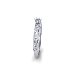 Vintage Inspired Lab Grown Diamond 14K White Gold Wedding Ring