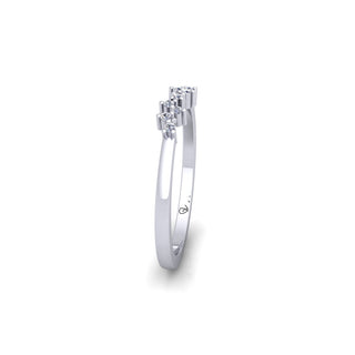 Zig Zag Lab Grown Diamond Cluster 14K White Gold Wedding Band