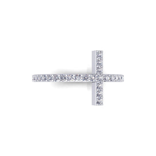 Lab Grown Diamond Cross 14K White Gold Wedding Ring