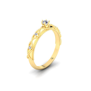 Vintage Inspired Lab Grown Diamond 14K White Gold Wedding Ring