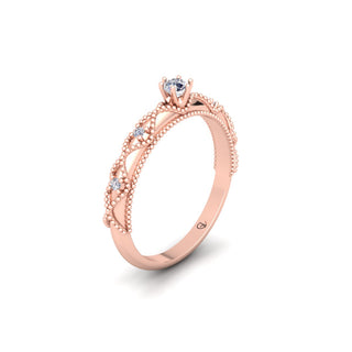 Vintage Inspired Lab Grown Diamond 14K White Gold Wedding Ring
