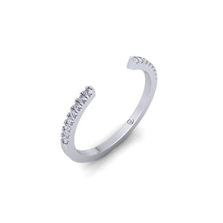 Lab Grown Diamond Open Cuff 14K White Gold Wedding Band