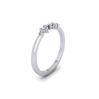 Zig Zag Lab Grown Diamond Cluster 14K White Gold Wedding Band
