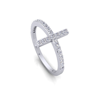 Lab Grown Diamond Cross 14K White Gold Wedding Ring
