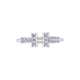 Lab Grown Diamond T Bar 14K White Gold Stacking Ring