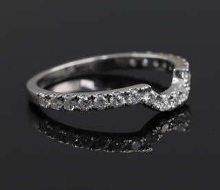 Curved Half Eternity Moissanite Diamond Wedding Band