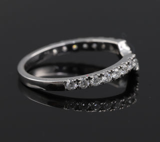 Curved Half Eternity Moissanite Diamond Wedding Band