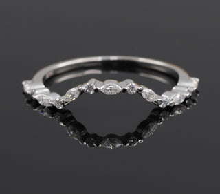 Vintage Curved Half Eternity Moissanite Wedding Band