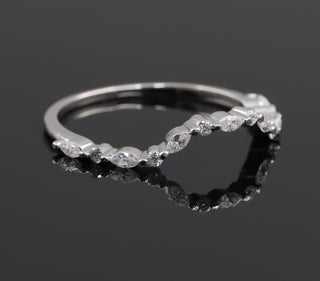 Vintage Curved Half Eternity Moissanite Wedding Band