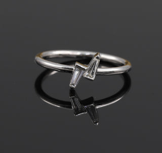 Two Stone Tapered Baguette Moissanite Minimalist Wedding Ring