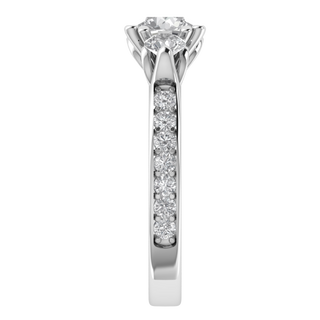 Three Stone Solitaire With Accent Moissanite Engagement Ring
