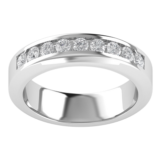 Half Eternity Channel Set Round Cut Moissanite Wedding Band
