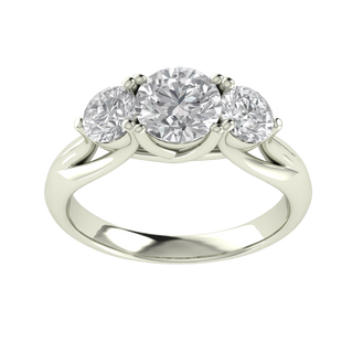 Three Stone Round Cut Moissanite Engagement Ring