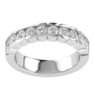 Vintage Channel Set Half Eternity Round Cut Moissanite Wedding Ring
