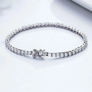 Round Moissanite Diamond Tennis Bracelet,14K White Gold Tennis Bracelet