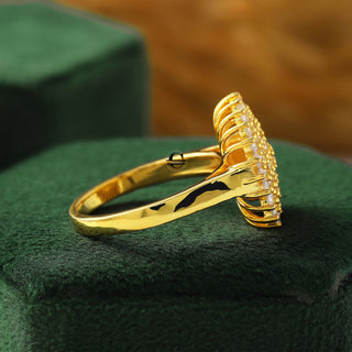 Cocktail Cluster Dome Round Moissanite Diamond 14K Yellow Gold Ring