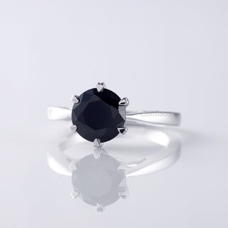 2.50 CT Round Cut Black Moissanite 18K White Gold Engagement Ring