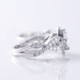 Round Moissanite Twisted With Curved Matching Bridal Ring Set