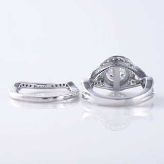 Round Moissanite Twisted With Curved Matching Bridal Ring Set