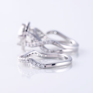 Round Moissanite Twisted With Curved Matching Bridal Ring Set