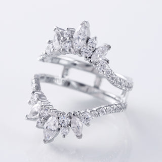 Open Work Enhancer Guard Marquise Cut Moissanite Diamond Engagement Band