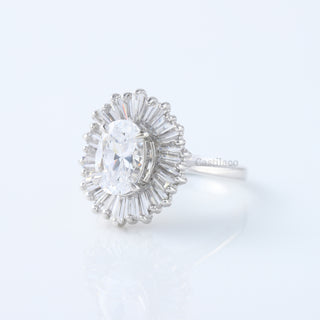 Estate 2.00 Carat Moissanite Oval-Cut Diamond Ballerina Ring