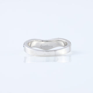 Curved Round and Sapphire Diamond Wedding Band