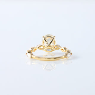 Oval Lab-Grown Diamond Engagement Ring with Marquise Accents Yellow Gold