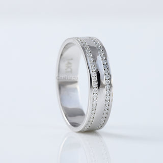 Half eternity channel setting moissanite diamond wedding band